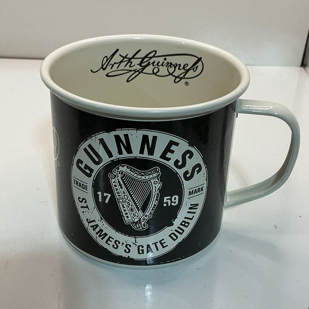 Guinness Arthur Guinness Enamel Metal Mug St James’s Gate Dublin 1759 Vintage